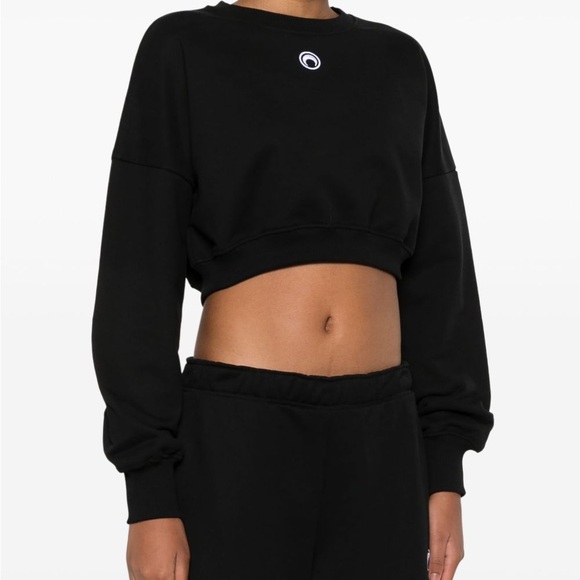 Marine Serre Women's Cropped Sweatshirt Black 99 Size XS - Picture 11 of 15